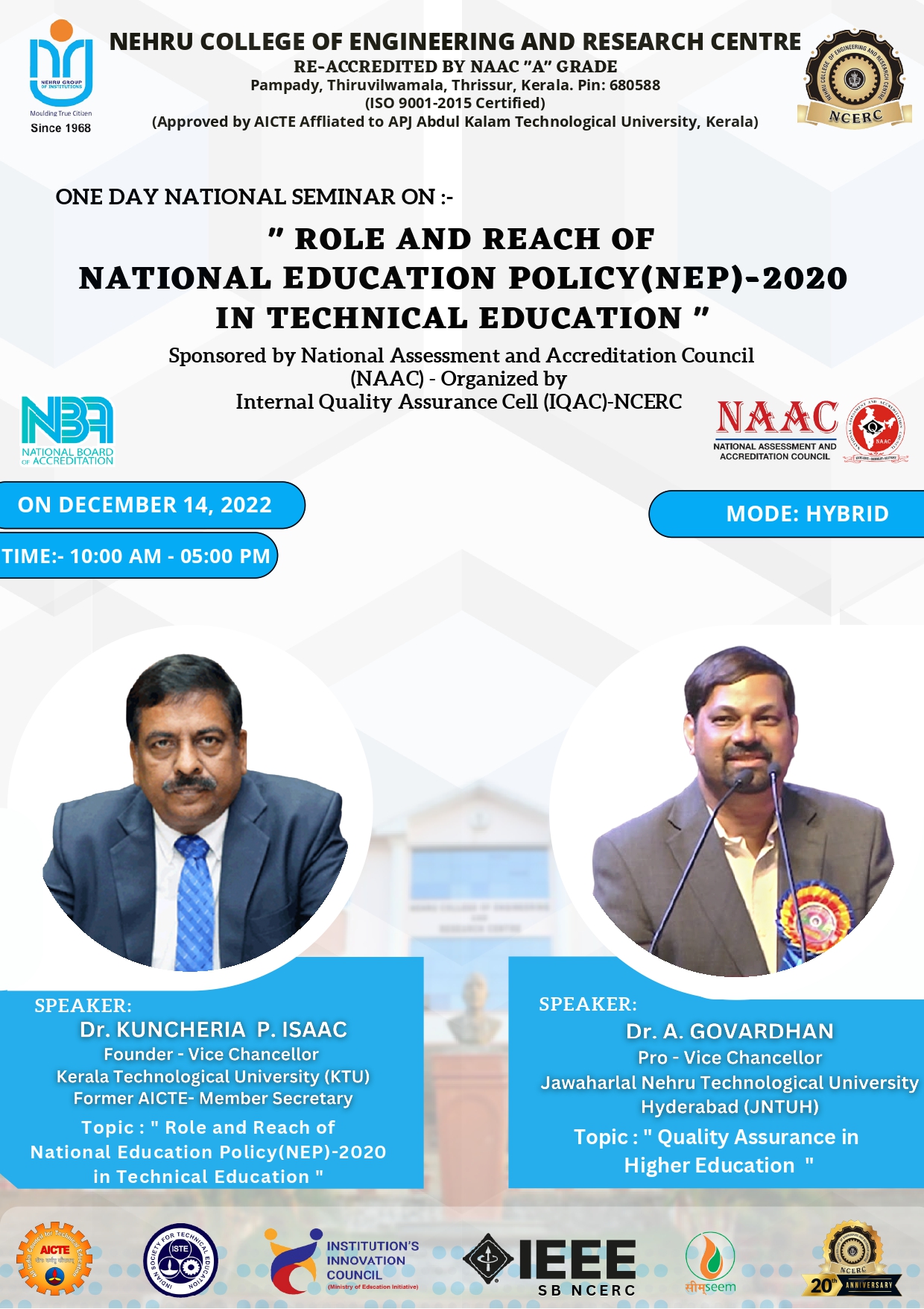 National Seminar on Role and Reach of National Education Policy(nep)-2020 in Technical Education